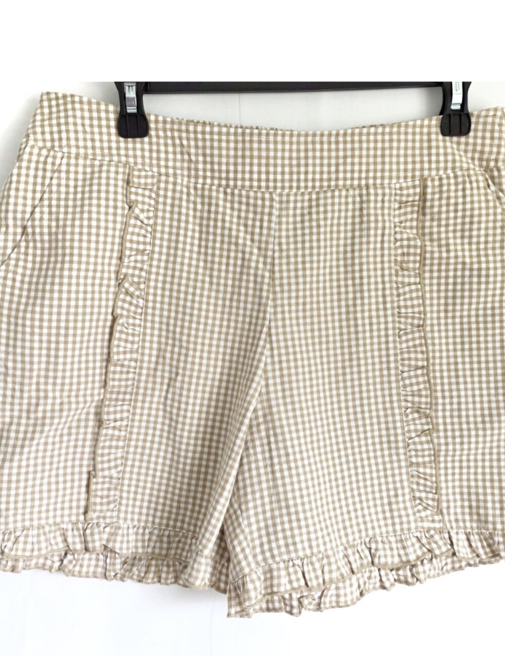 Nwot IVY JANE Gingham Ruffle High Waist Cotton Shorts M